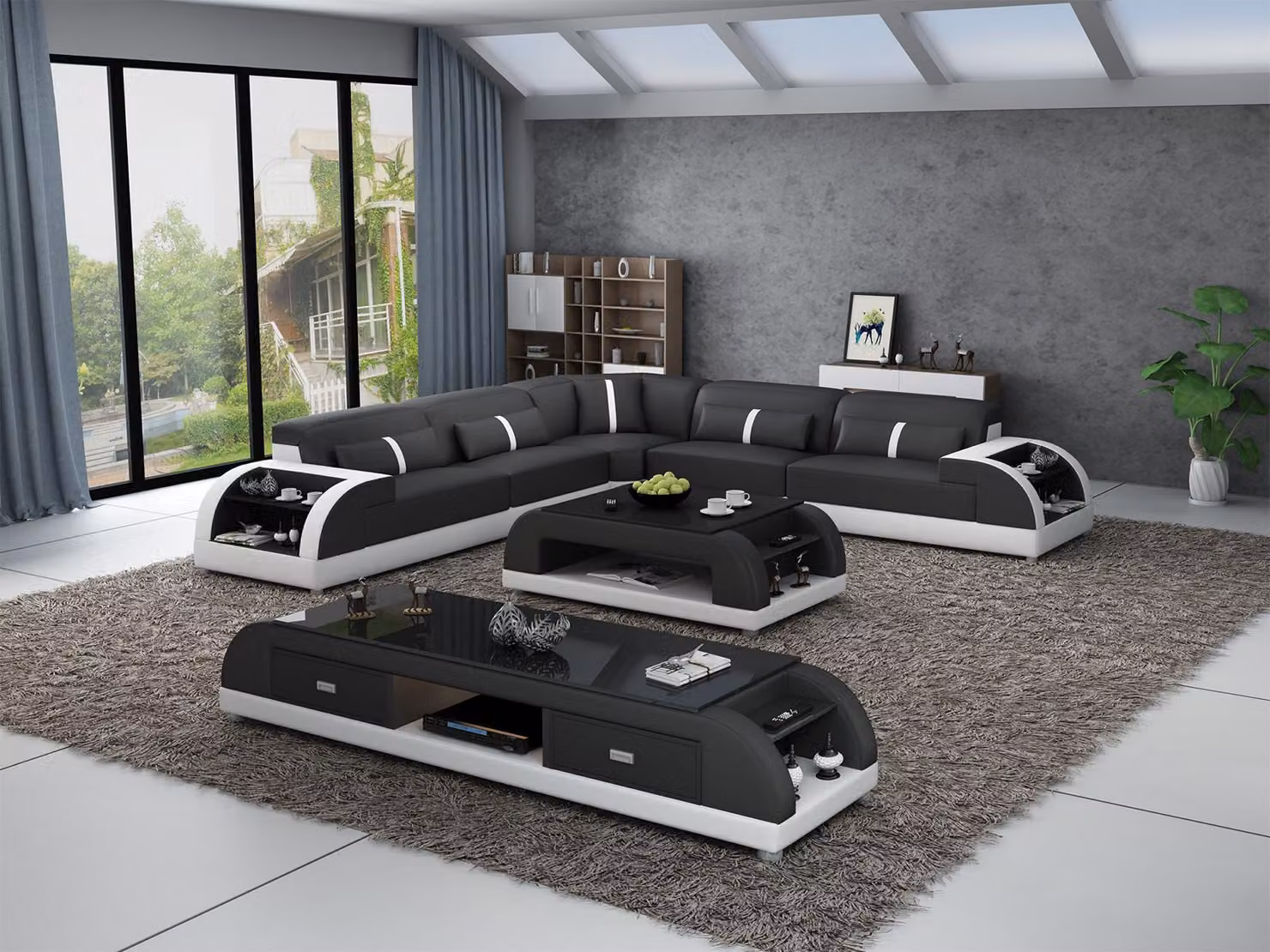 Ledersofa L-Form Couch Wohnlandschaft Ecksofa Garnitur Design Modern Sofa USB