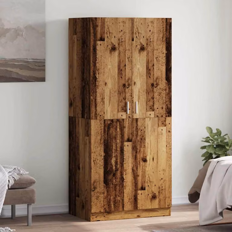 vidaXL Armadio in Legno Antico Marrone con Ante a Battente L: 90 cm, P: 52 cm, H: 200 cm