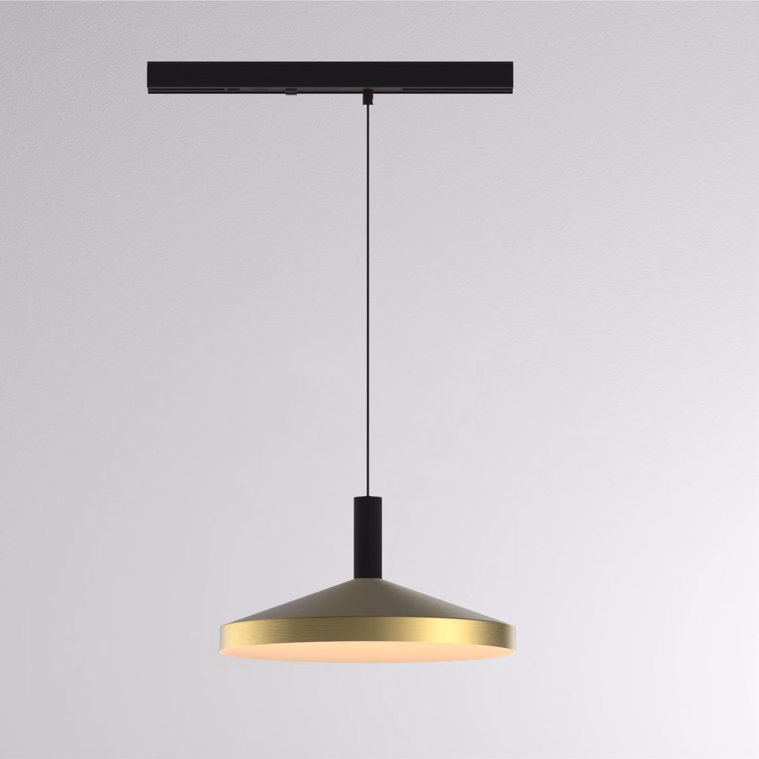 Molto Luce Lampada a sospensione su binario LED LORA III, ottone, Ø 36 cm, 40°, CCT, III, Ottone / Oro, Soggiorno / Sala da pranzo, Metallo, Moderno