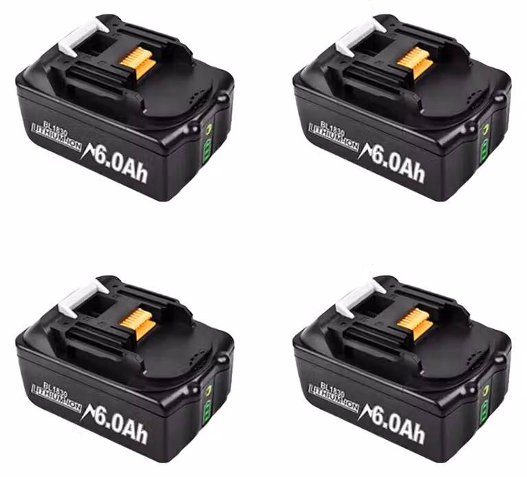 Batterie di ricambio, capacità 6000mAh, compatibili con diversi utensili elettrici, 4 batterie da 6.0Ah