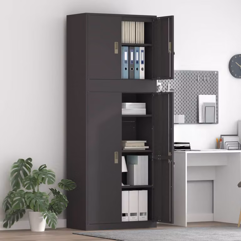 vidaXL Armadio 2 pz Nero 80 x 40 x 210 cm Acciaio Bloccabile