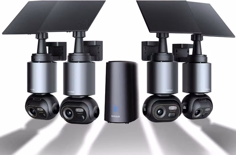 Telecamera di sicurezza esterna 4K, wireless, alimentata a energia solare, con angolo di visione a 360° e visione notturna a colori