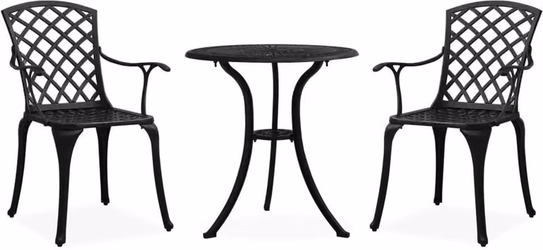 The Living Store Set bistrot 3 pezzi in alluminio fuso nero