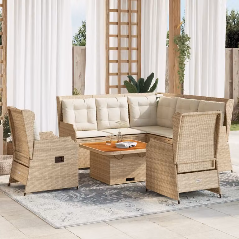Maison Exclusive - Set da giardino 5 pezzi con cuscini in polyrattan beige