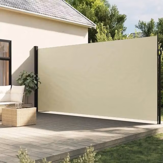 Tenda da Sole Laterale Retrattile-Tenda parasole per balcone per giardino Crema 220x500 cm