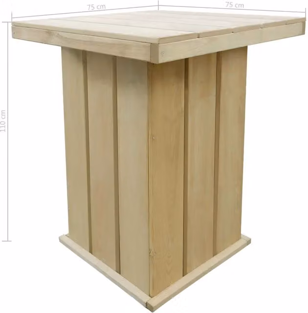 Tavolino da Giardino | Tavolo da Bar Esterno 75x75x110cm Legno di Pino Impregnato