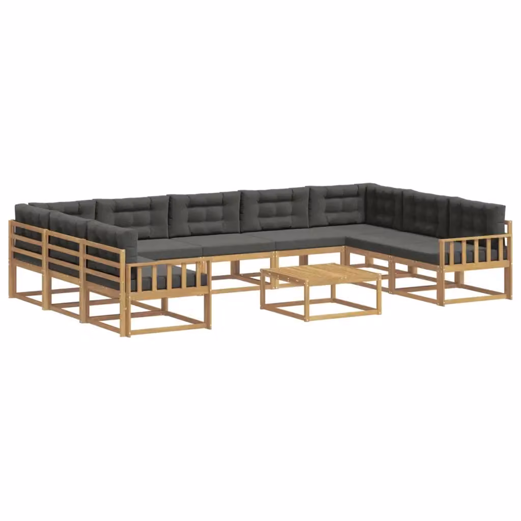 Set di divani da esterno a forma di U vidaXL in legno di acacia con cuscini Bianco e Antracite – 2