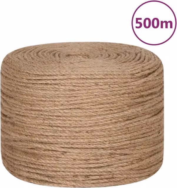 Fune in juta 100% naturale beige da 8 mm, lunghezza 500 m