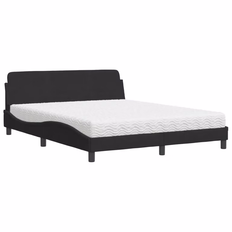 Letto con Materasso Dover Nero 160x200 cm in Velluto