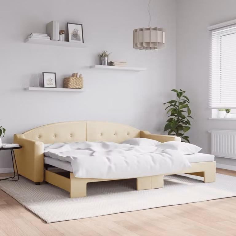 Maison Exclusive - Divano letto estraibile color crema 90x200 cm in tessuto