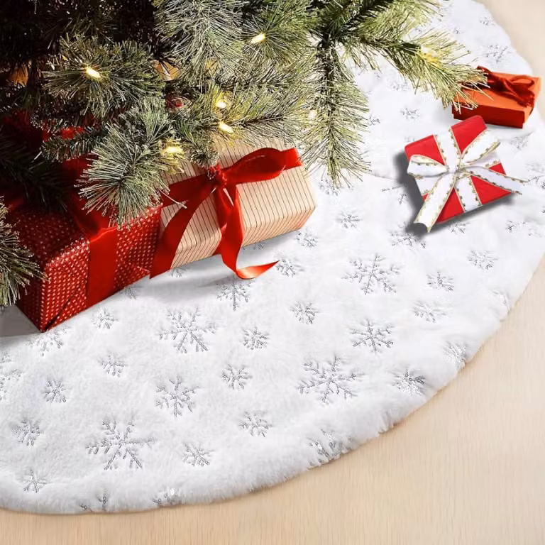 Coperta per albero di Natale da 90 cm con decorazioni a fiocchi di neve