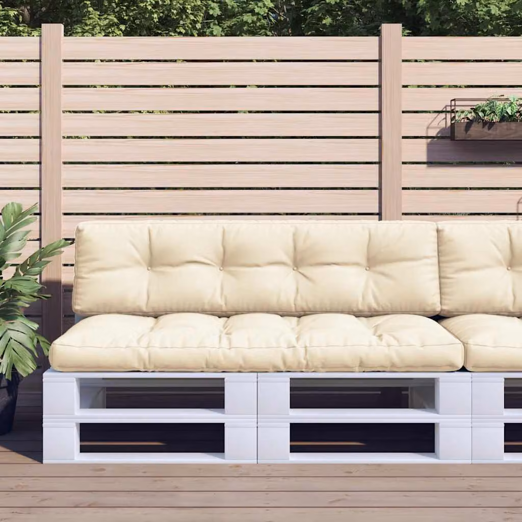 Set di 2 cuscini per pallet vidaXL in poliestere beige, idrorepellenti e resistenti ai raggi UV, L/P/H: 150 x 150 x 12 cm