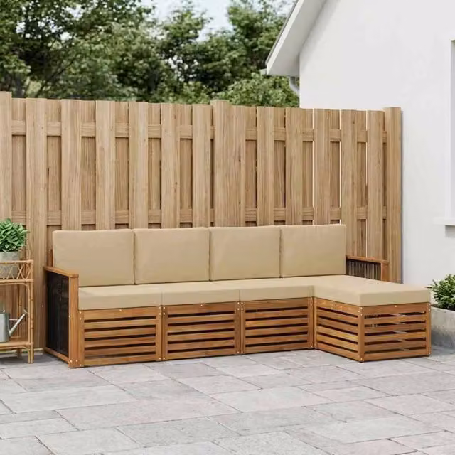 Set di divani da esterno 5 pz Naturale e Beige 3384234