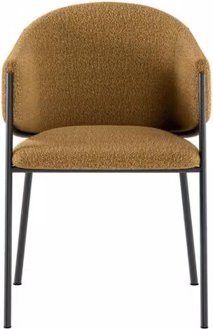 Sedia Medea in tessuto easy-clean colore ocra con struttura in metallo verniciato antracite, sedia dal design moderno - Medea