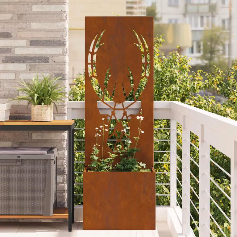 Paravent per privacy in giardino vidaXL in acciaio, marrone, L 50 cm x P 32 cm x H 150 cm