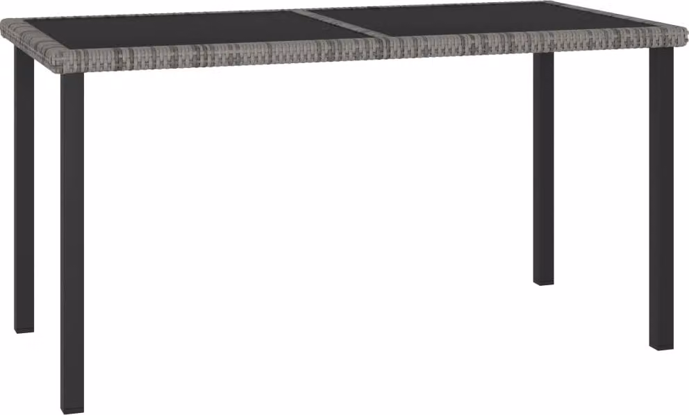 The Living Store Tavolo da pranzo da giardino grigio 140x70x73 cm Poly Rattan