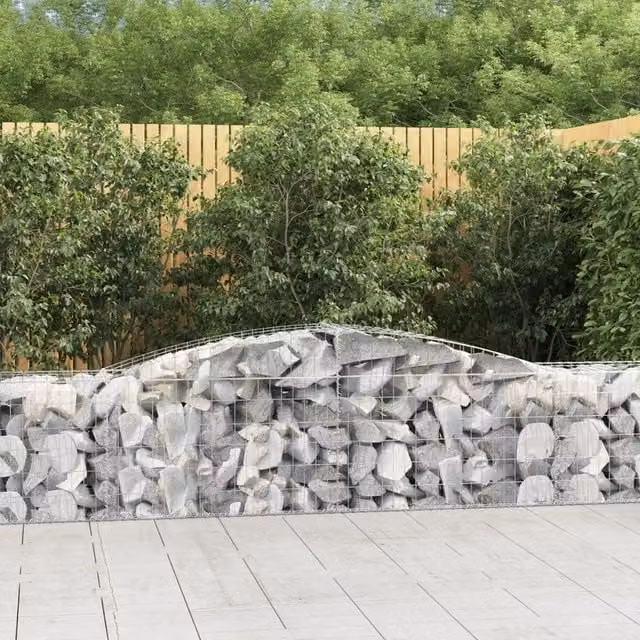 Cesti Gabbioni ad Arco 3 pz 400x50x60/80 cm Ferro Zincato 3146971