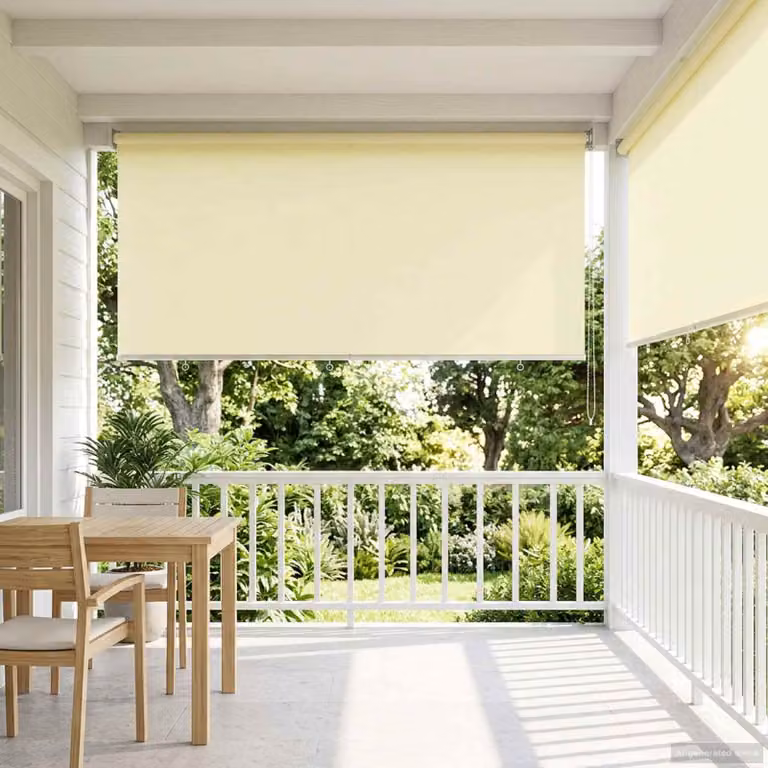 Tenda da sole a rullo vidaXL con protezione UV in poliestere, colore beige, L: 230 cm, H: 160 cm