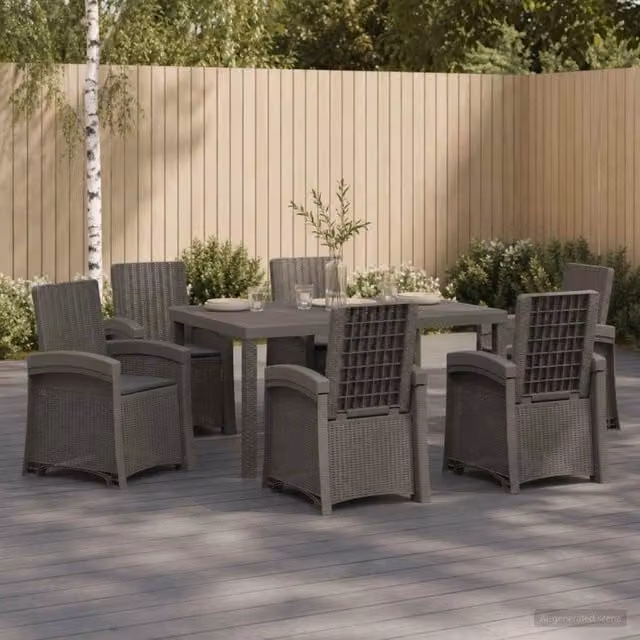 Set da pranzo da giardino moderno vidaXL in rattan 7 pezzi Grigio e Antracite