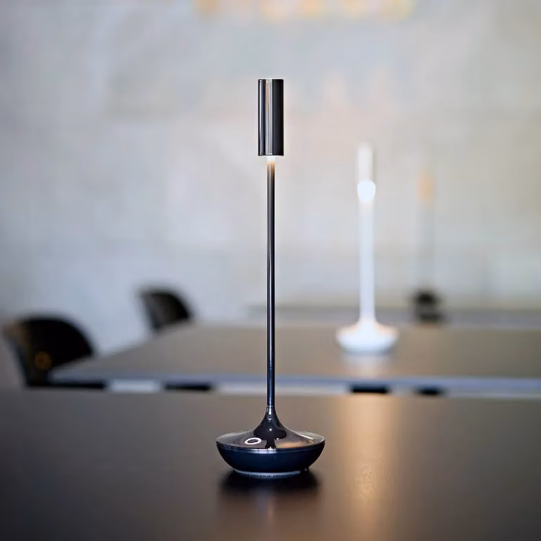 Sigor Nucandle Lampada da tavolo ricaricabile a LED, nera, IP54, dimmerabile Nucandle,, Nero, Soggiorno / Sala da pranzo, Alluminio