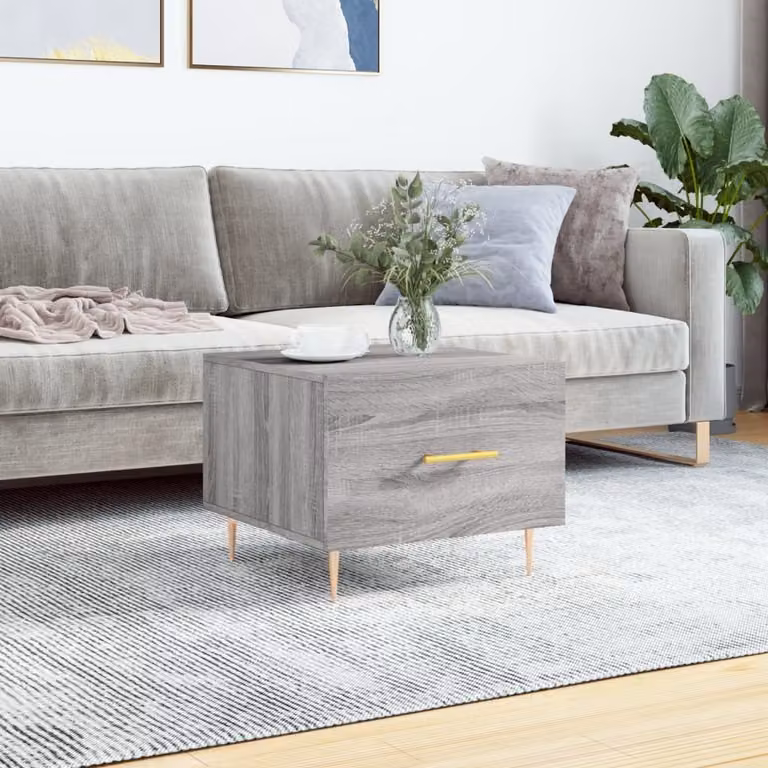 The Living Store Tavolino Grigio Sonoma 50x50x40 cm Materiale a base di legno