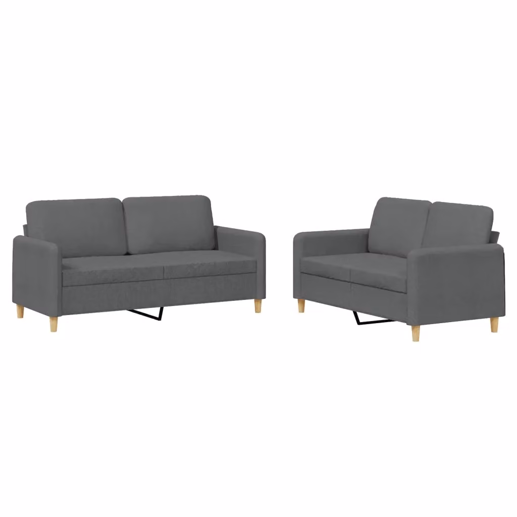 Set di 2 divani moderni vidaXL in tessuto grigio con cuscini inclusi – 2