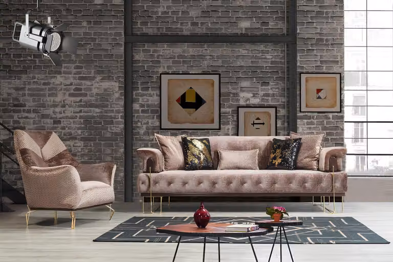 Braun Couch Sofa Garnitur 3+1 Sitz Chesterfield Wohnzimmer Polster Möbel