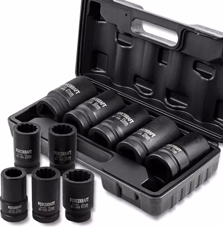 FORCEKRAFT Set di CAPPUCCE a percussione PROFONDE 1" 6 ELEMENTI 12 angolari