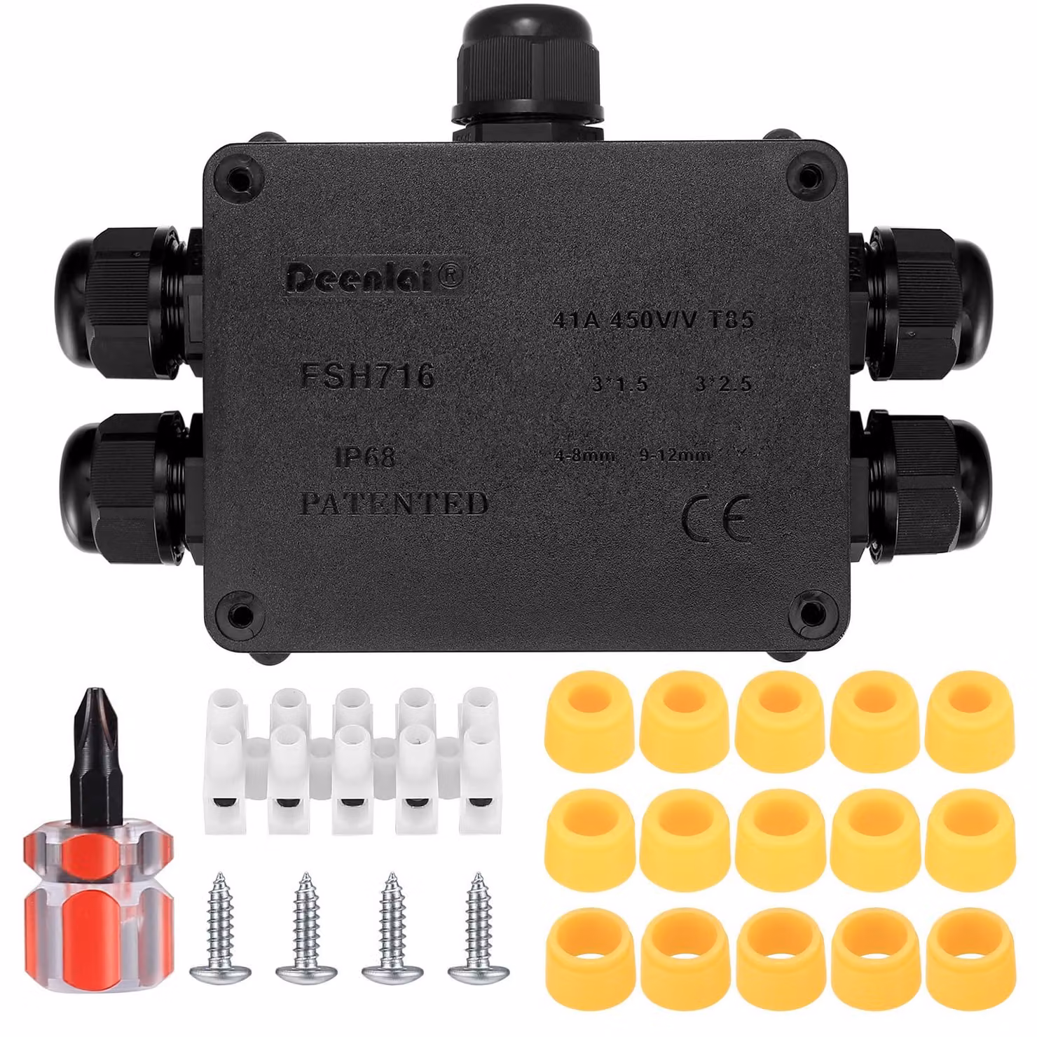 Scatola di derivazione impermeabile IP68, con 5 ingressi, per uso esterno
