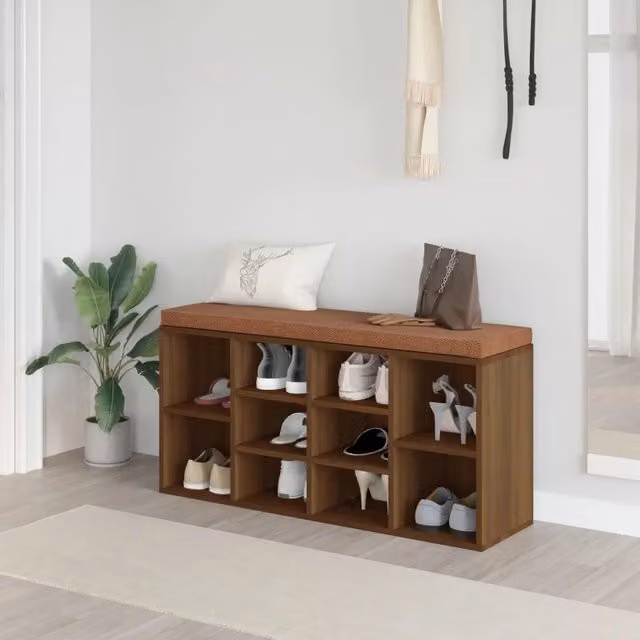 Scarpiera moderna vidaXL in legno color rovere marrone L: 103 cm, P: 30 cm, H: 48 cm