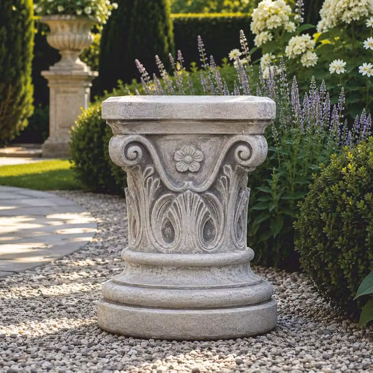 Casa Padrino, base in stile barocco, grigio, altezza 44 cm - Decorazione da giardino in stile barocco