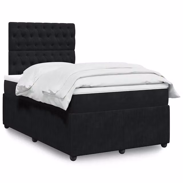 Letto Ibrido con Materasso in Velluto Nero e Bianco vidaXL L/P: 120 x 200 cm – 1