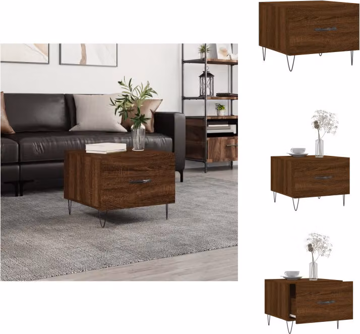 vidaXL Tavolino da caffè marrone look rovere 50x50x40 cm materiale a base di legno - Tavolini da caffè