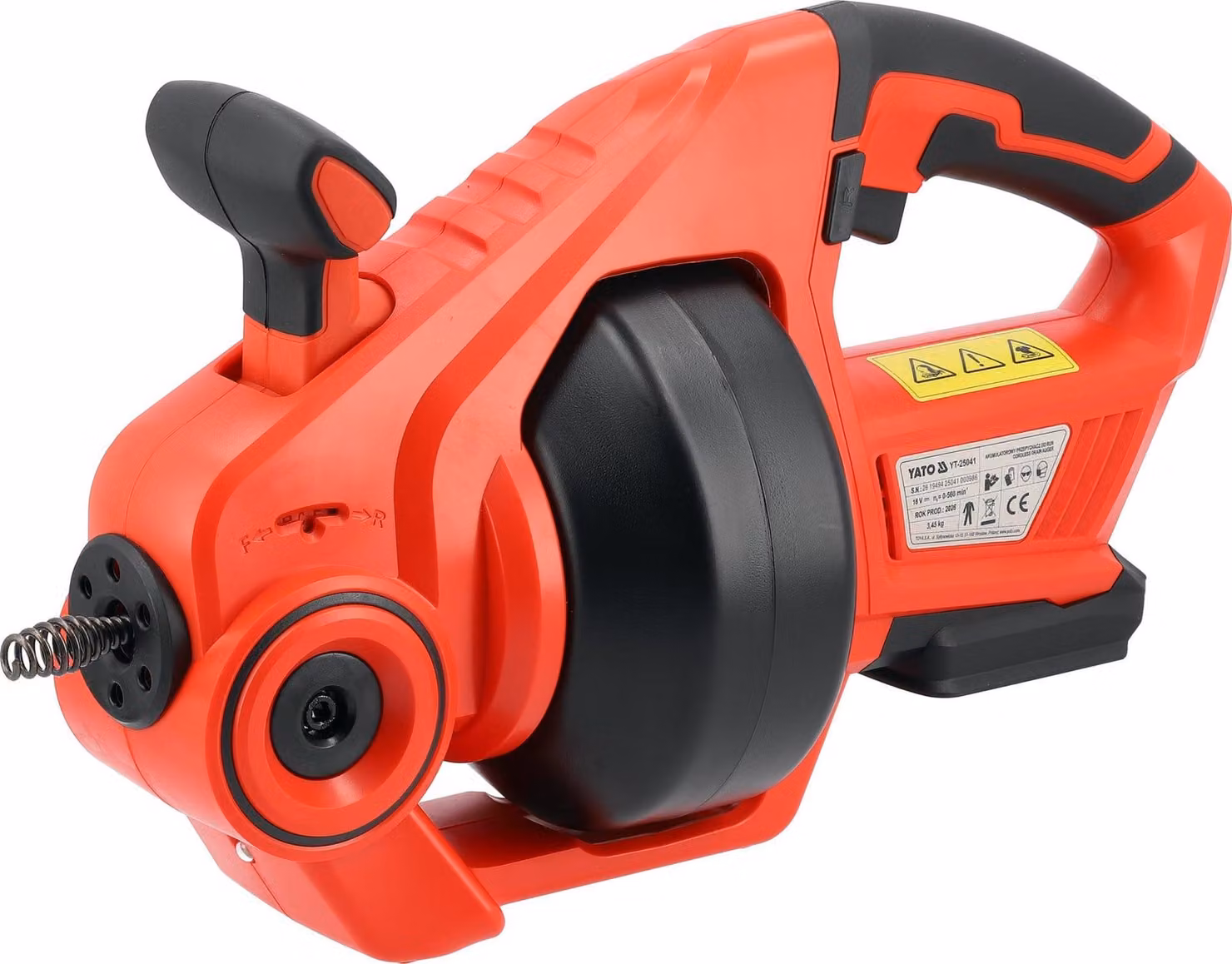 Dispositivo di pulizia dei tubi a batteria, 18V, spirale da 7 metri, alimentazione automatica