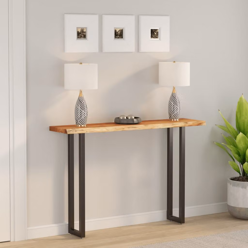 Piano Tavolo Rettangolare in Legno di Acacia con Bordi Vivi Marrone vidaXL L: 140 cm, P: 30 cm, H: 3,8 cm