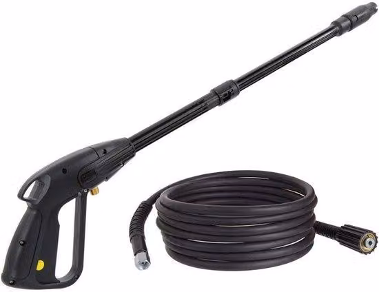 Pistola per lavaggio ad alta pressione con perno M22x1,5 da 14 mm - con tubo flessibile ad alta pressione - ugello regolabile - lunghezza del tubo 5 m