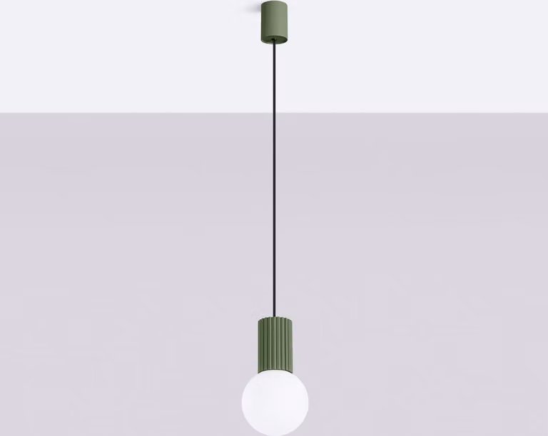 Lampada a sospensione HALO 1 verde oliva 1xG9 8W alluminio/vetro 120x12x12cm Sollux Lighting