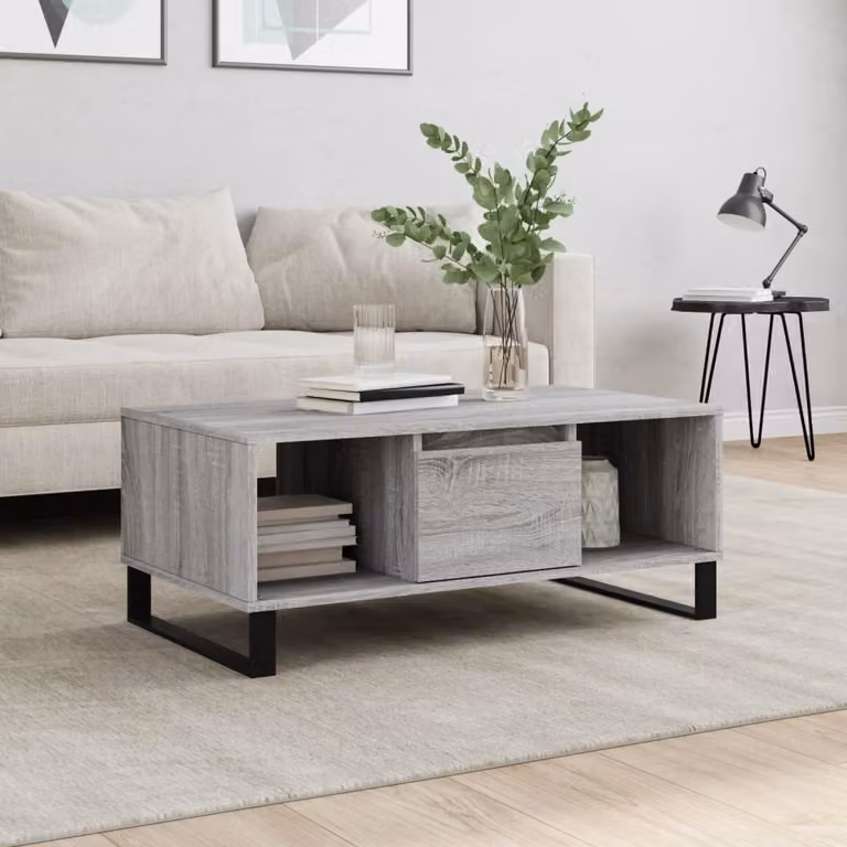 Maison Exclusive - Tavolino grigio Sonoma 90x50x36,5 cm Materiale ligneo
