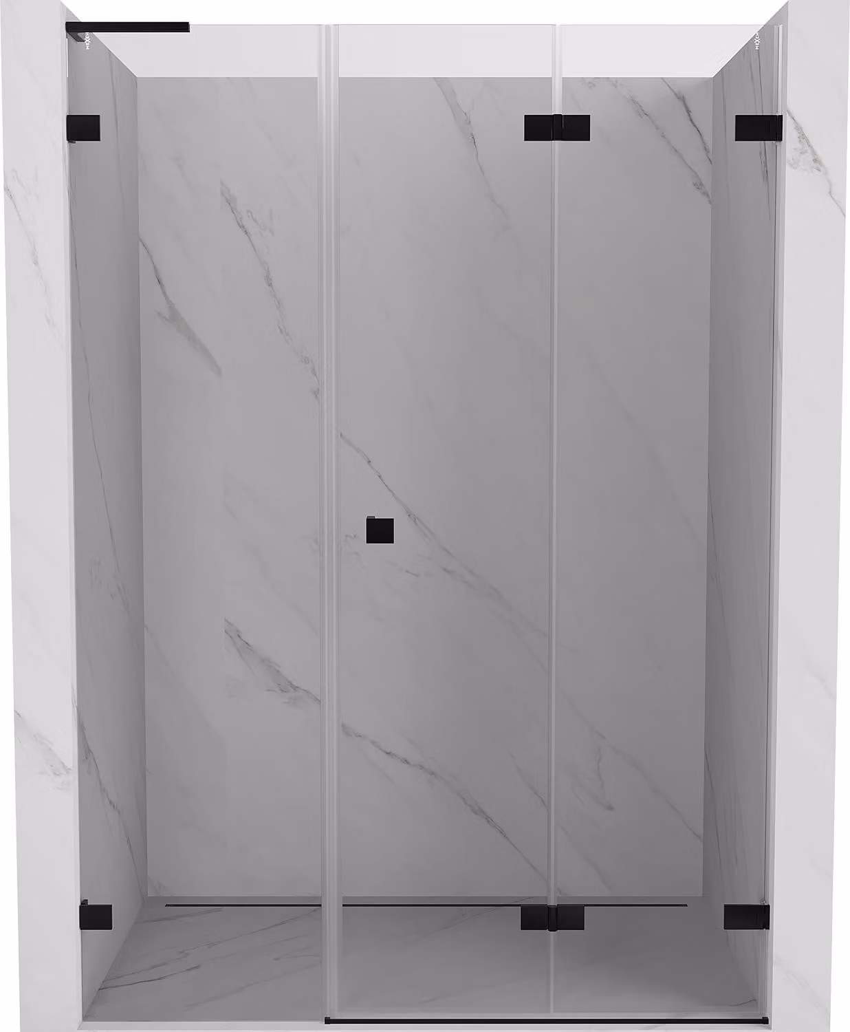 Mexen Lunar-F L porta doccia pieghevole destra 120 cm, trasparente, nero - 836SL-120-050-70-00-P