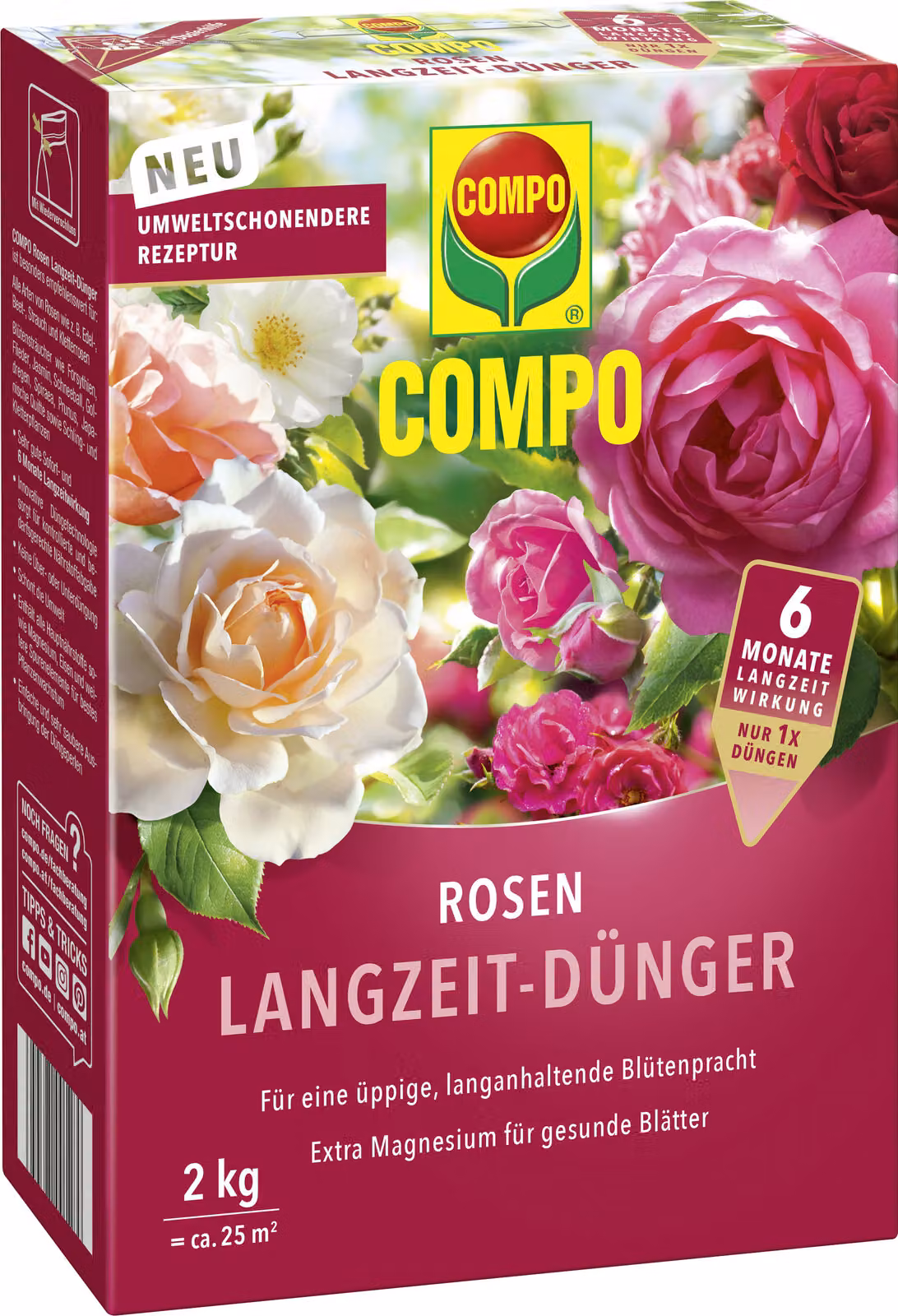 Concime per rose a lungo termine COMPO con magnesio extra 2 kg per circa 25 m²