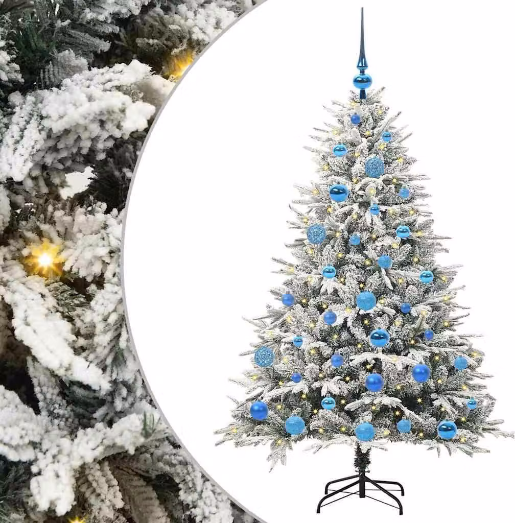 Albero di Natale Artificiale Pre-illuminato con Set di Palline
