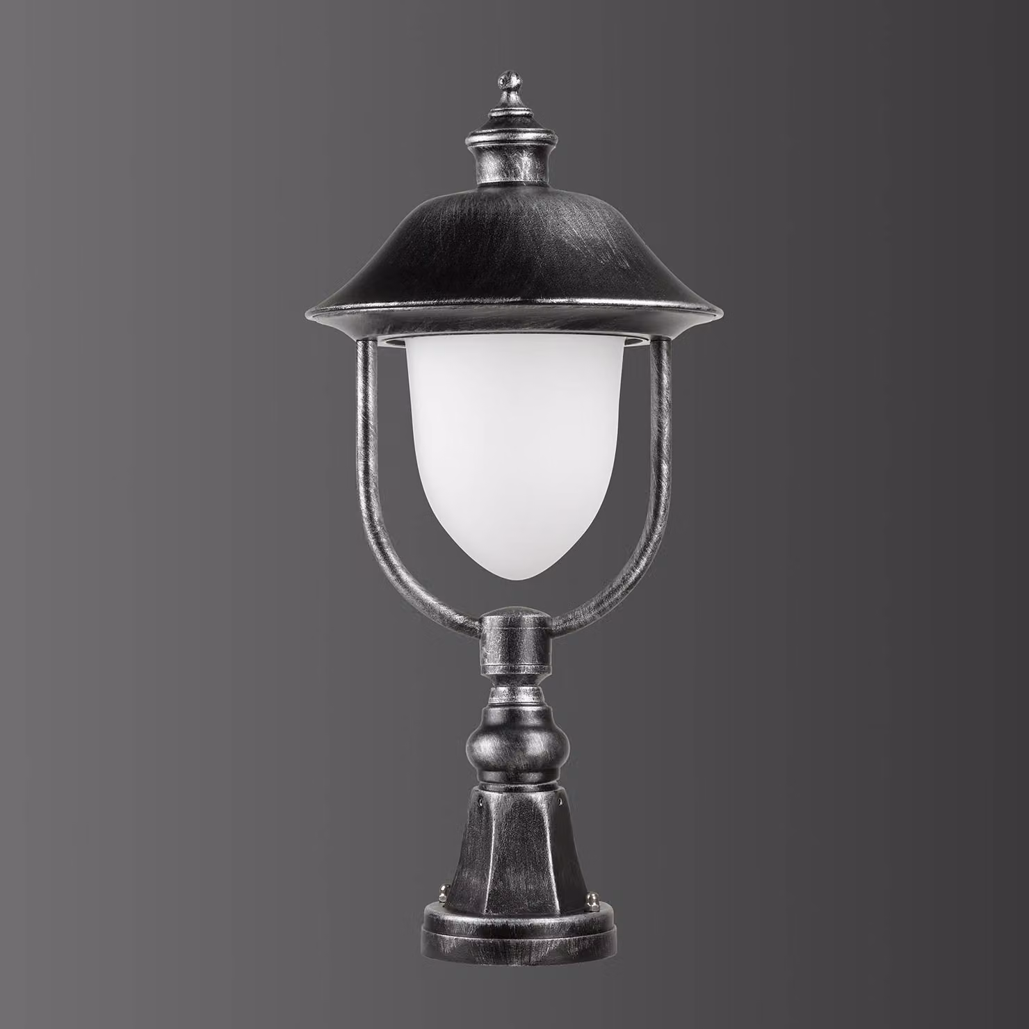 LCD Lampione da giardino 1156, dimmerabile, Nero, Alluminio, Antico, Lampada da esterni