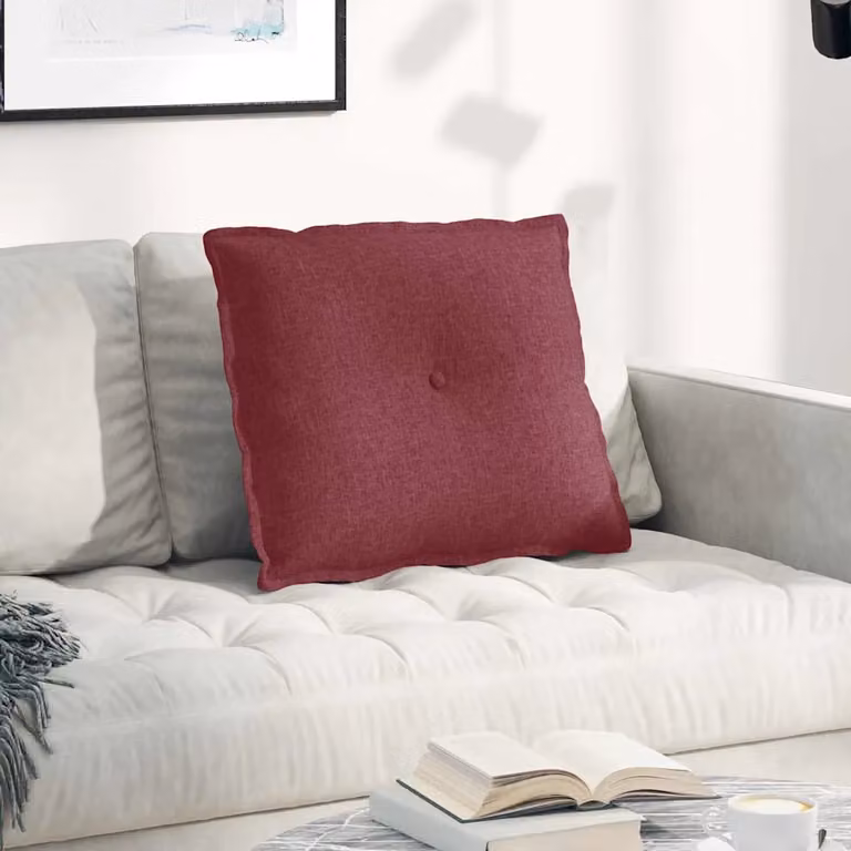 Cuscino per schiena vidaXL rosso, L 60 x P 19 x H 50 cm, rivestimento in poliestere rimovibile