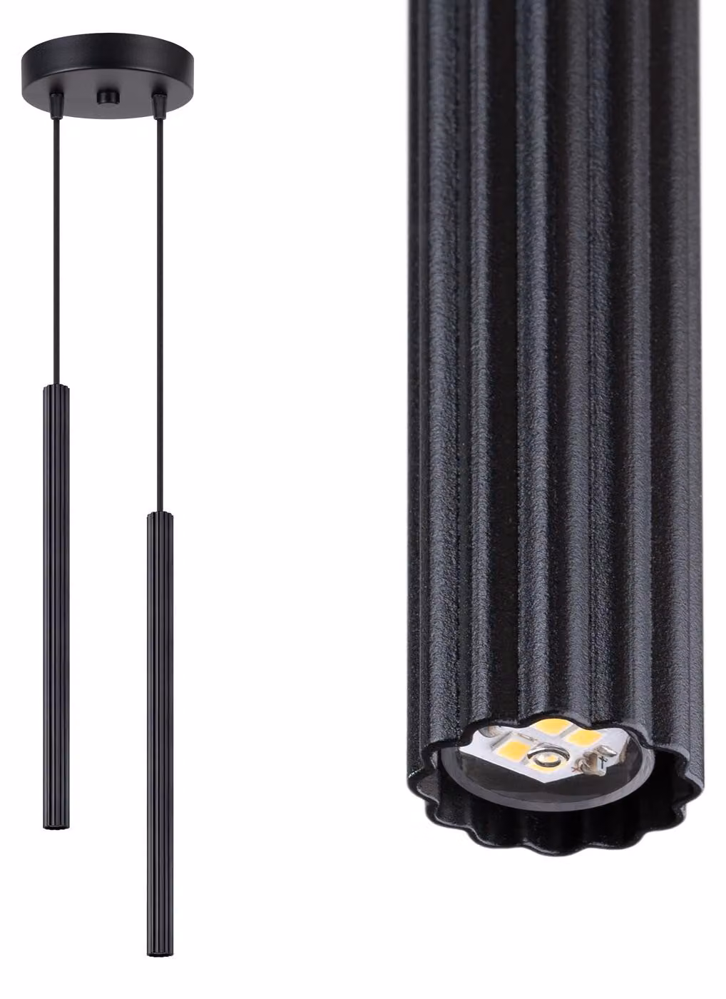 Lampada a sospensione ZENTRA nera 2xG9x8W in metallo, dimensioni: 118x15x15 cm, IP20, Pure Lume