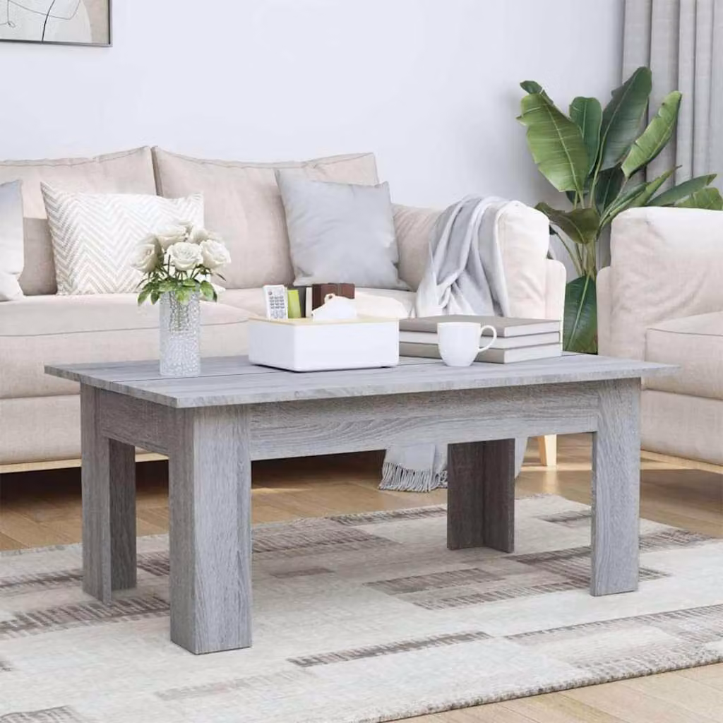 Tavolino da salotto moderno vidaXL in legno multistrato grigio L: 100 cm, P: 60 cm, H: 42 cm