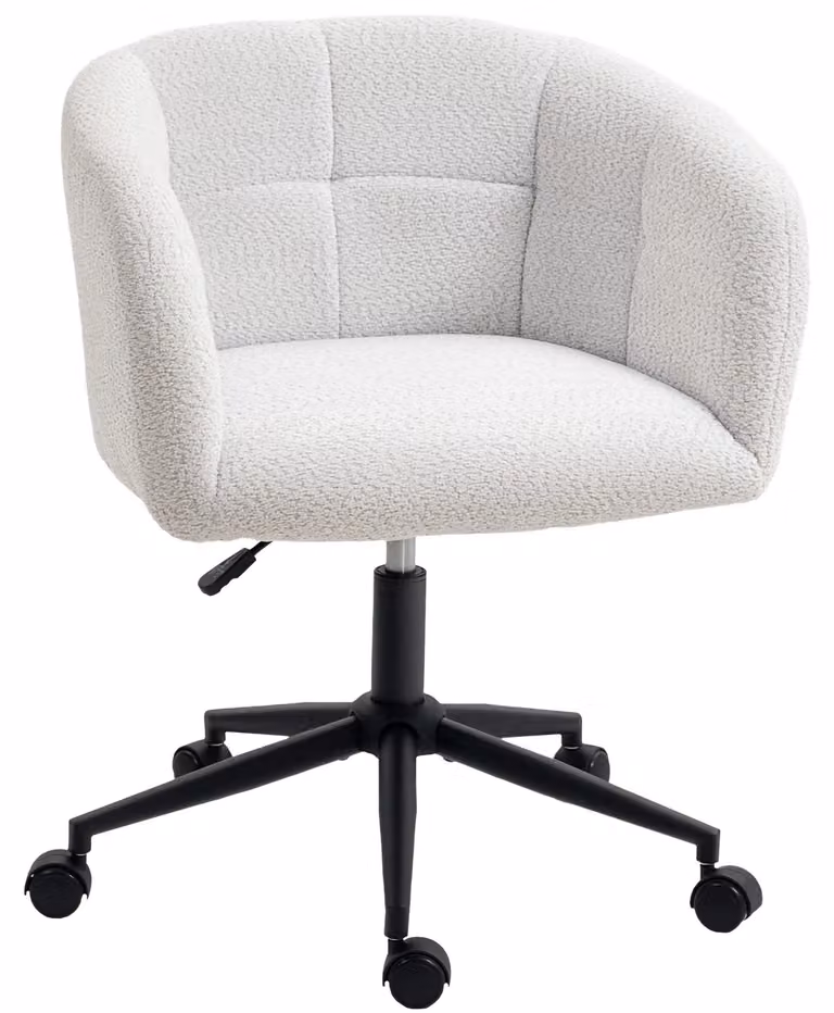 Sedia da scrivania - Sedia da ufficio - Imbottita - Regolabile in altezza - Girevole - Funzione basculante - Portata massima: 120 kg - Colore: crema