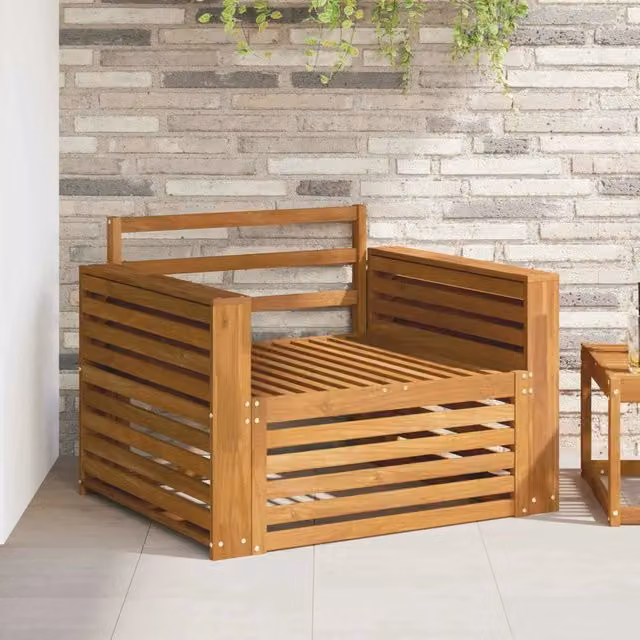 Set di 2 divani da esterno vidaXL in legno di acacia color marrone con struttura moderna per giardino o terrazza