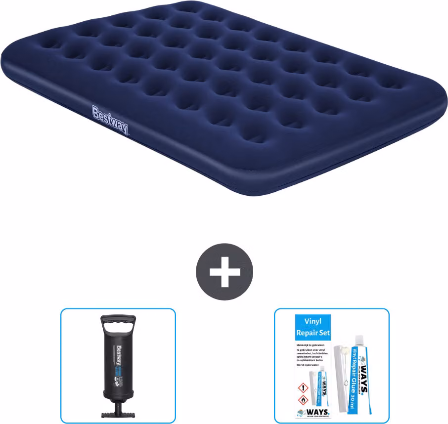 Materasso gonfiabile Bestway - Letto francese - 137 x 191 x 22 cm - Blu - Accessori inclusi