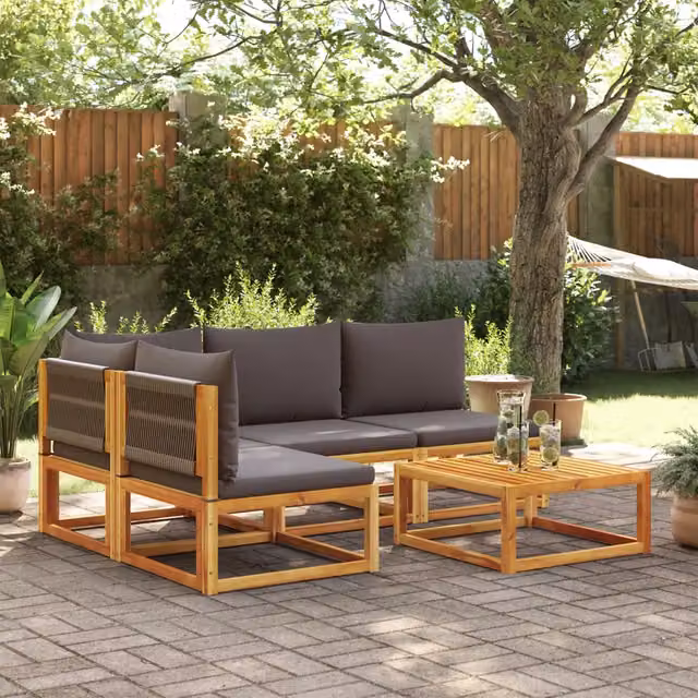 Set di divani da giardino 5 pz con cuscini in legno di acacia 3278842