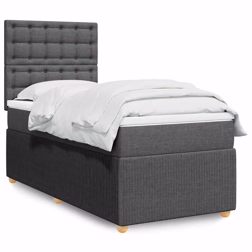 vidaXL Giroletto a Molle Ibrido con Materasso in Tessuto Grigio e Bianco L/P/H: 200 x 90 x 150,5 cm